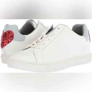 NEW The Fix TAILOR White Leather 
Red Sequin Embellished Heart
Sneakers